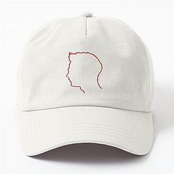 Depeche Mode Andy Fletcher profile red outline black background Dad Hat