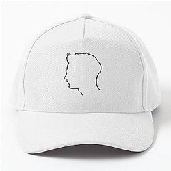 Depeche Mode Andy Fletcher Profile in Black Outline Against Blue Background Sporting a Baseball Cap