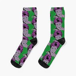 Jessica Fletcher in Pop Art Style Lithography with Green Background Socks