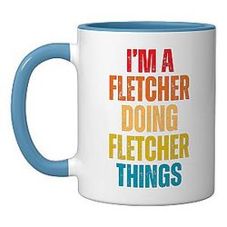 FLETCHER Proud Family Retro Reunion Ceramic Mug, Blue/White