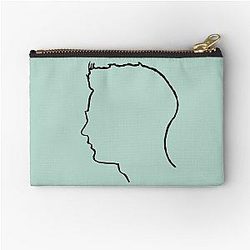 Depeche Mode Andy Fletcher Profile Black Outline Blue Background Zipper Pouch