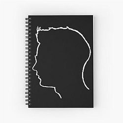 Depeche Mode Andy Fletcher profile white outline black background Spiral Notebook