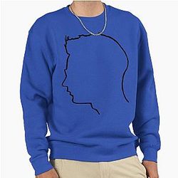 Depeche Mode Andy Fletcher profile black outline blue background Pullover Sweatshirt