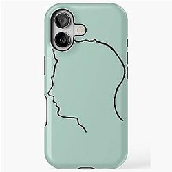 Depeche Mode Andy Fletcher profile black outline blue background iPhone Tough Case