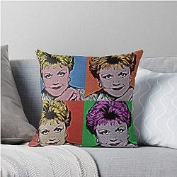 Jessica Fletcher in Pop Art Style Lithograph Throw Pillow