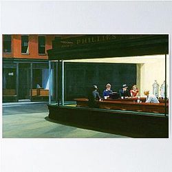 Edward Hopper Nighthawks featuring Jessica Fletcher Poster