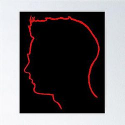 Depeche Mode Andy Fletcher profile red outline black background Poster