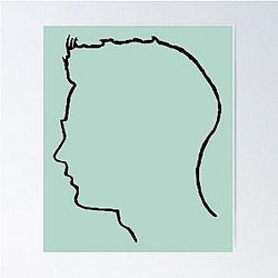 Depeche Mode Andy Fletcher profile black outline blue background Poster