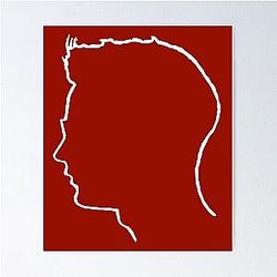 Depeche Mode Andy Fletcher profile white outline red background Poster