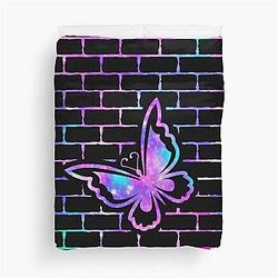 Butterfly on the wall Duvet Cover