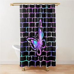 Butterfly on the wall shower curtain