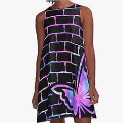 Butterfly on the wall A Line dress