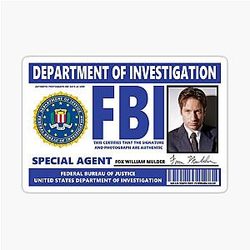Fox Mulder FBI Sticker