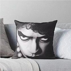 Realism Charcoal Drawing of Tim Curry as Frank N Furter in The Rocky Horror Picture Show Throw Pillow