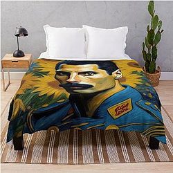 Freddie Mercury vs Van Gogh Throw Blanket