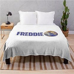 Freddie Mercury illustration with Mercury planet throw blanket