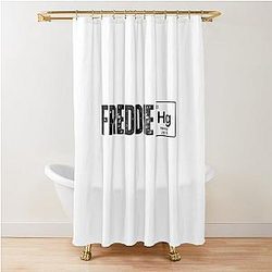 Freddie Mercury Illustration With Mercury Element Shower Curtain