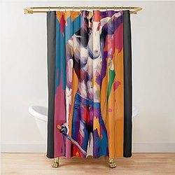 Shirtless Freddie Mercury Digital Oil Painting Shower Curtain