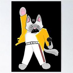 Freddie Mercury as a Cat Poster