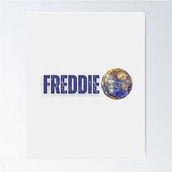 Freddie Mercury illustration with Mercury planet Poster