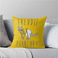 Freddie Mercury Cat Parody Throw Pillow
