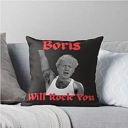Boris Johnson as Freddie Mercury throw pillow