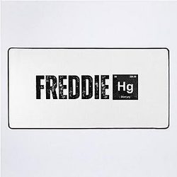 Freddie Mercury illustration with Mercury element desk mat