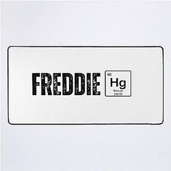 Freddie Mercury Illustration with Mercury Element Desk Mat