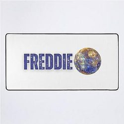 Freddie Mercury illustration with the planet Mercury Desk Mat