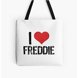 I Love Freddie All Over Print Tote Bag
