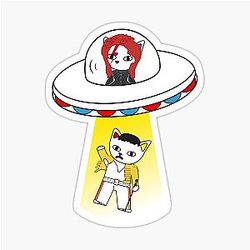UFO Meowie and Freddie Meow Sticker