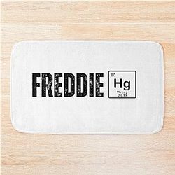Freddie Mercury illustration with the Mercury element Bath Mat