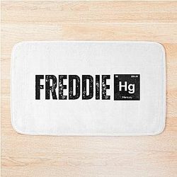 Freddie Mercury illustration with Mercury element Bath Mat