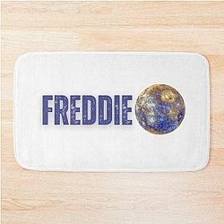 Freddie Mercury illustration with the planet Mercury Bath Mat
