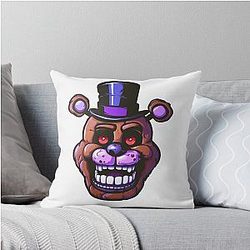 Freddy Fazbear Face with Hat Sticker Throw Pillow
