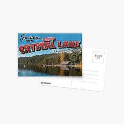 Friday the 13th Inspired 'Greetings from Camp Crystal Lake' Vintage Retro Postcard Weathered Design Postcard