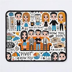 Friends TV Show Iconic Moments Doodle Art Mouse Pad