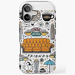Friends TV Show Doodle Collage Central Perk Vibes iPhone Case