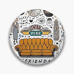 Friends TV Show Doodle Collage - Central Perk Vibes Pin