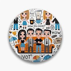 Friends TV Show Iconic Moments Doodle Art Pin