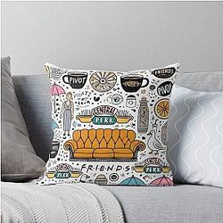 Friends TV Show Collage - Central Perk Vibes Throw Pillow