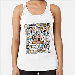 Friends TV Show Iconic Moments Doodle Art Racerback Tank Top