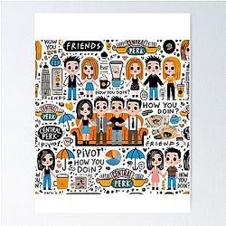 Friends TV Show Iconic Moments Doodle Art Poster