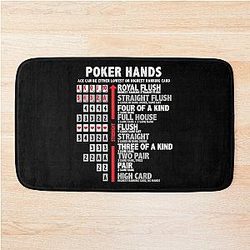 Poker Hands Straight Flush Full House Straight Two Pair High Card Gambling Bath Mat