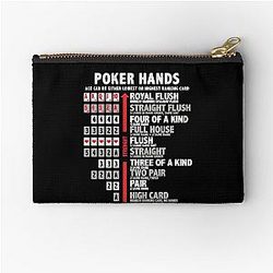 Poker Hands Straight Flush Full House Straight Two Pair High Card Gambling T-shirt Zipper Pouch