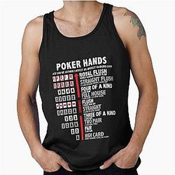 Poker Hands Straight Flush Full House Straight Two Pair High Card Gambling Tank Top
