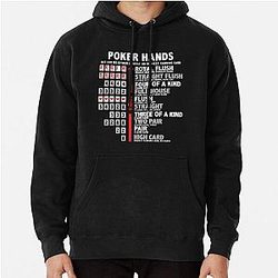 Poker Hands Straight Full House Straight Two Pair High Card Gambling Pullover Hoodie
