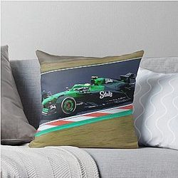 Gabriel Bortoleto racing his 2025 F1 car at Suzuka during the Japanese Grand Prix Throw Pillow