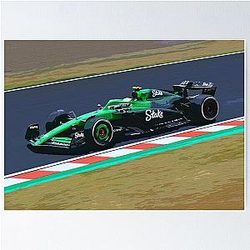 Gabriel Bortoleto racing his 2025 F1 car at Suzuka during Japanese Grand Prix watercolor Poster