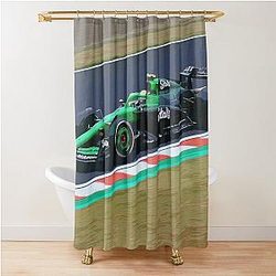 Gabriel Bortoleto racing his 2025 F1 car at Suzuka during Japanese Grand Prix Shower Curtain